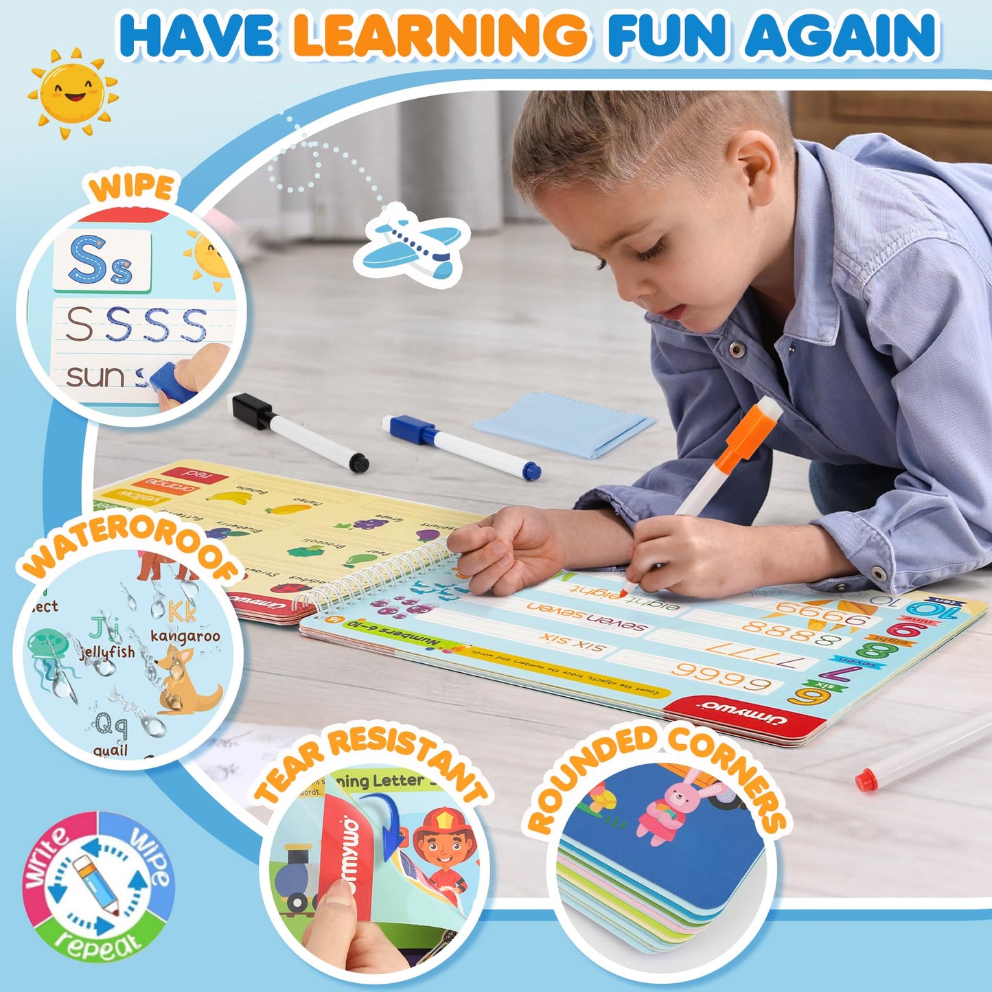 Preschool Learning Activities Kindergarten Workbooks, Toddler Alphabet Learning Educational Toys for 2 3 4 5 Year Old, Pre k Montessori Handwriting Practice, Tracing Activity Books for Kids Ages 3-8