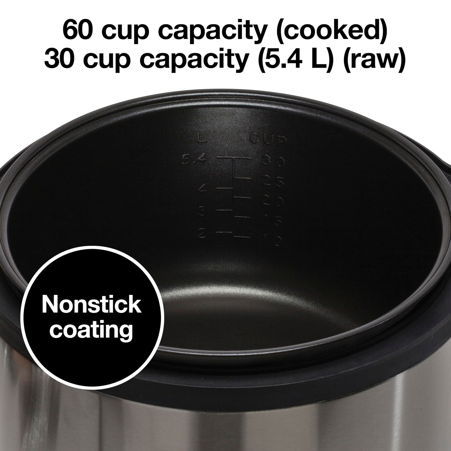 Proctor Silex Commercial 37560R Rice Cooker/Warmer, 60 Cups Cooked Rice Capacity, Nonstick Inner Pot, Hinged Lid, Stainless Steel Housing, Conforms to NSF