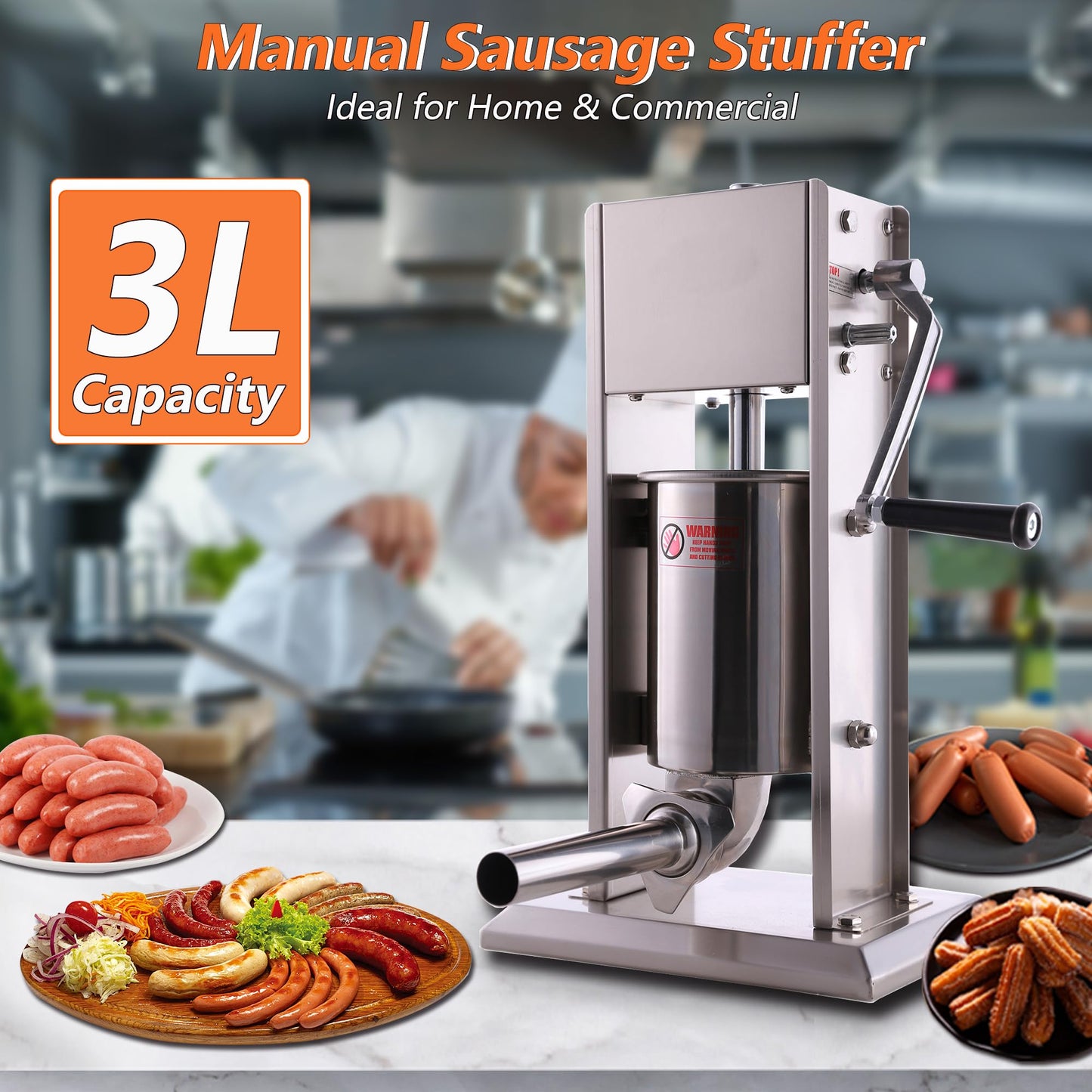 Hakka 7Lb Sausage Stuffer and Sausage Clipper Machine for Making Sausages