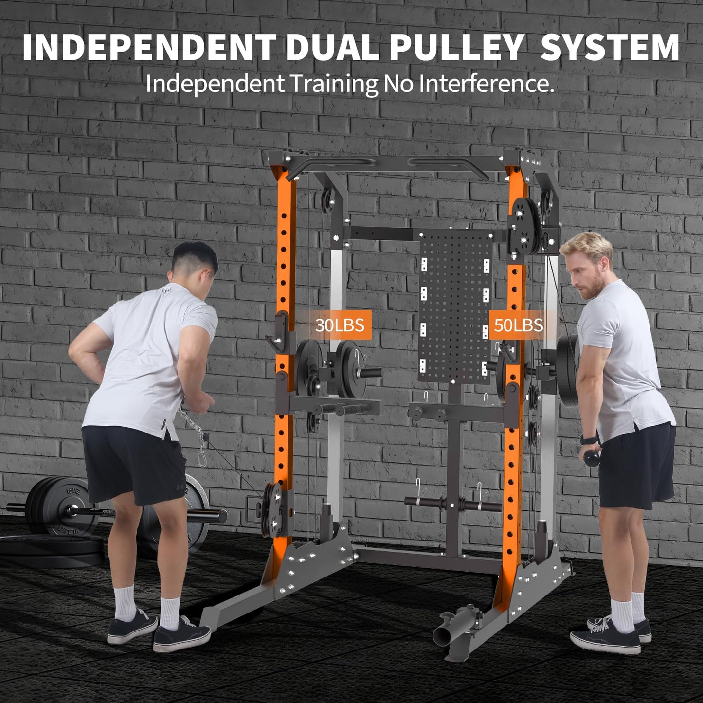 GarveeLife Power Cage, 2000 LB Squat Rack with Dual Pulley Cable Crossover, Multi-Function Home Gym Power Rack with Attachments, Full Body Strength Training Equipment for Home