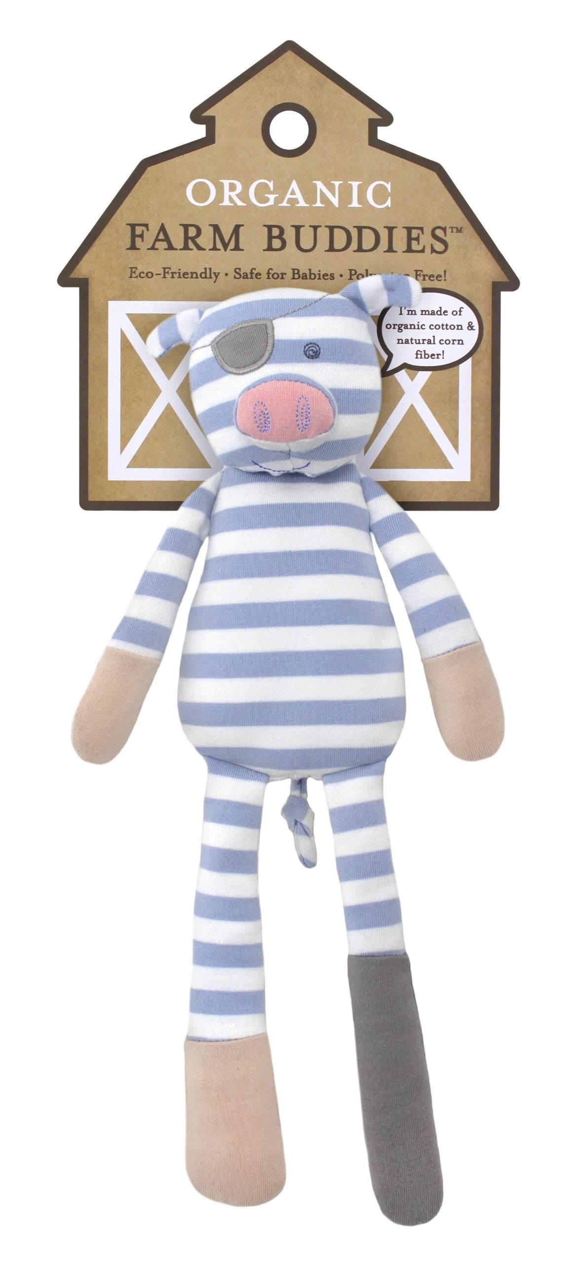 Organic Farm Buddies Apple Park Pirate Pig Plush Baby Toy for Newborns, Infants, Toddlers - Hypoallergenic, 100% Organic Cotton