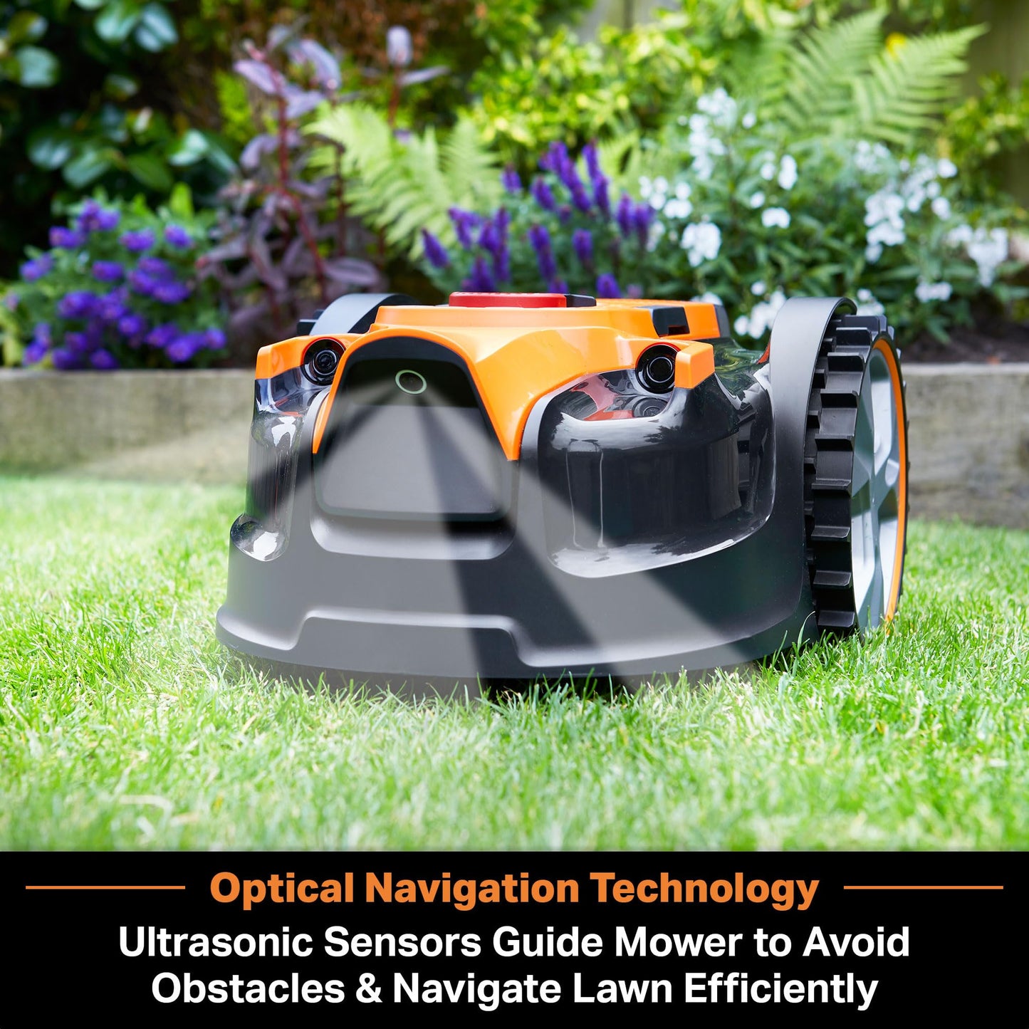 LawnMaster OcuMow™ Perimeter Wire Free Robot Lawn Mower Cuts Small Lawns 1000-2000 Square Feet with Optical Navigation, Obstacle Avoidance, Low Noise and No Go Function