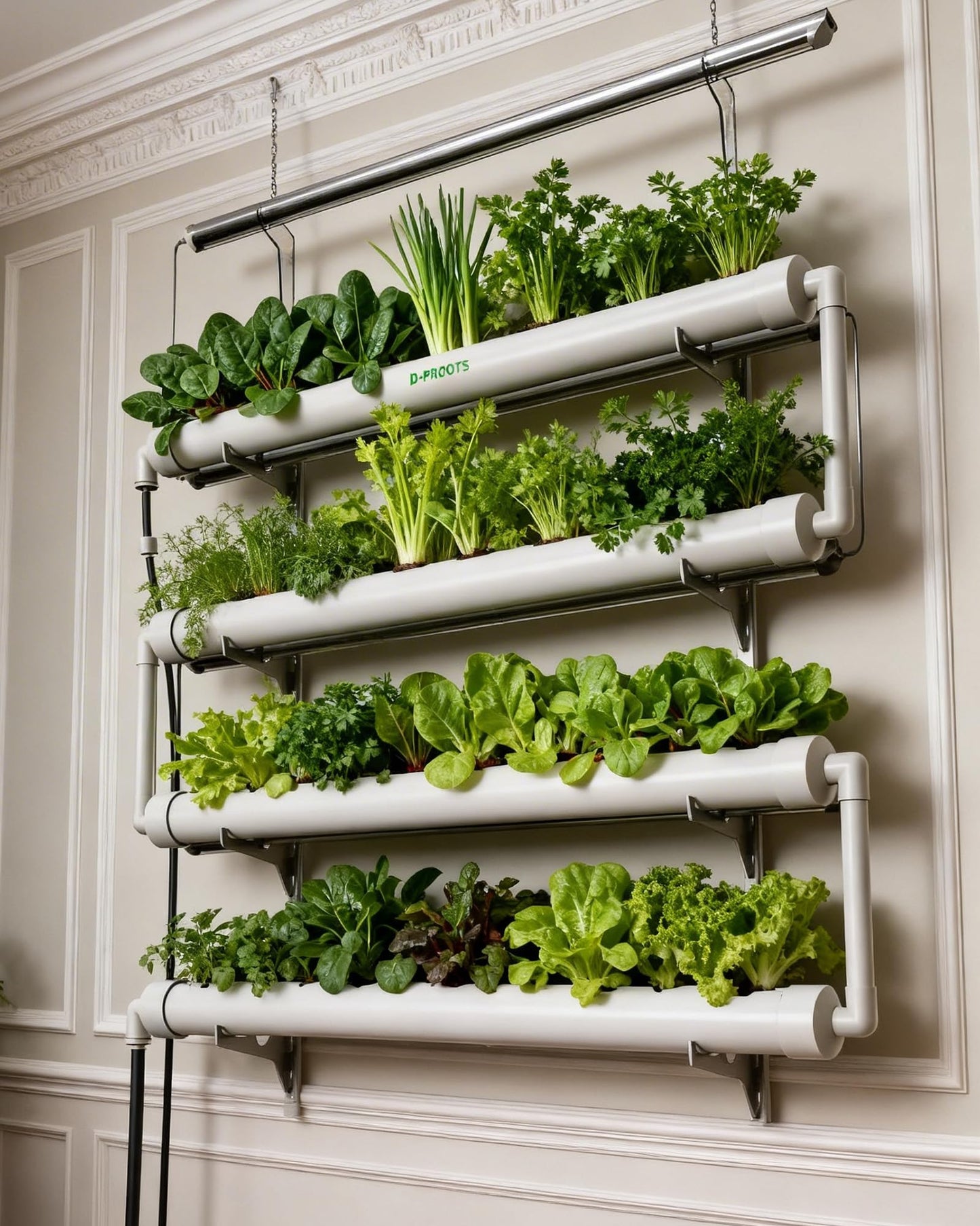 NFT Hydroponics Growing System,36 Pods Wall-Mounted Indoor Garden,Full Spectrum Grow Lights and Powerful Water Recycling System,Opaque PVC-U Hydroponic Pipes,Suitable for Leafy Greens