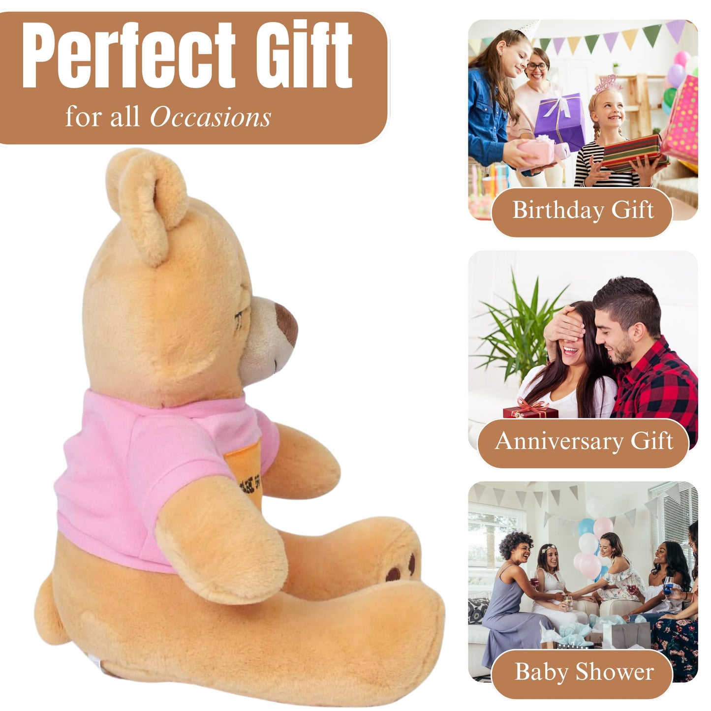 Teddy Bear Stuffed Animal - Soft Stuffed Bear Plush - 10.23โ Teddy Bear for Baby & Adults โ Cute Stuffed Animal Plush Toy for Every Event & Also for Insomnia Relief & Emotional Wellness