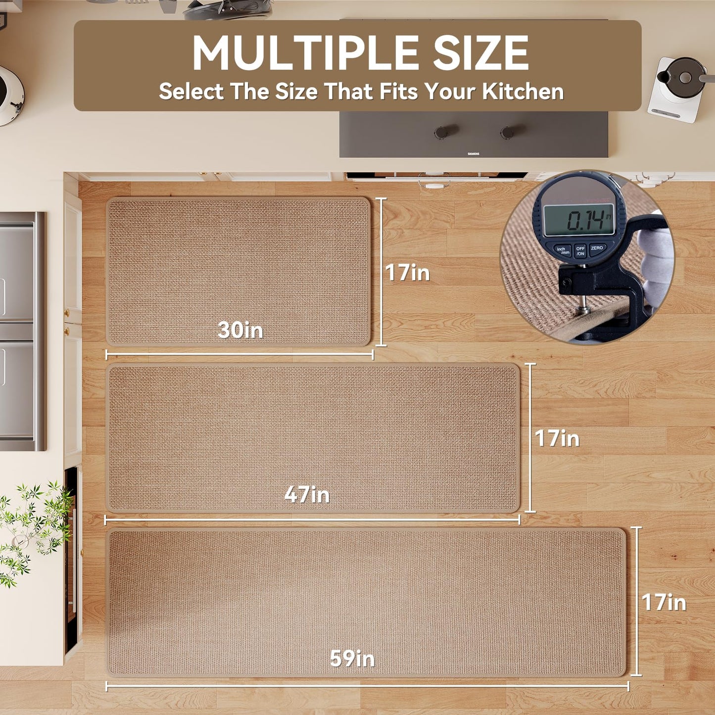 YDKGL Kitchen Rugs and Mats Non Slip Washable, Absorbent Runner Rugs for Kitchen, Front of Sink, Kitchen Mats for Floor,Easy to Clean and Maintain Kitchen Floor mat(Brown, 17"x30")