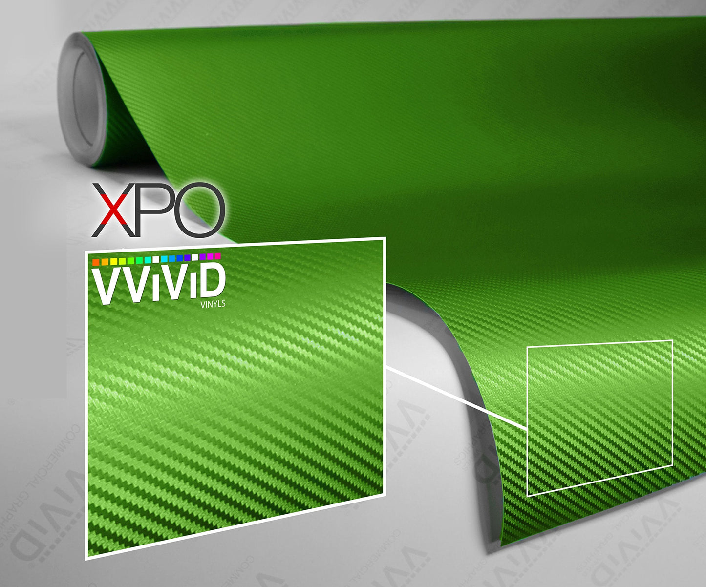 VVIVID® XPO Lime Green Carbon Fiber Car Wrap Vinyl Roll with Air Release Technology (100ft x 5ft (Bulk Wrap Kit))