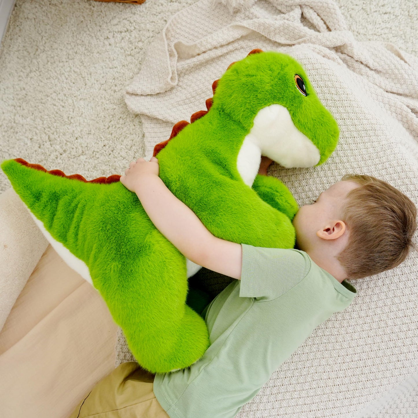 AmyToo Weighted Stuffed Animals, Weighted Dinosaur Stuffed Animal, Soft Dinosaur Plush Toys, Green Dino Plush, Toy Gifts for Kids & Adults, 4.5 lbs, 25 Inch