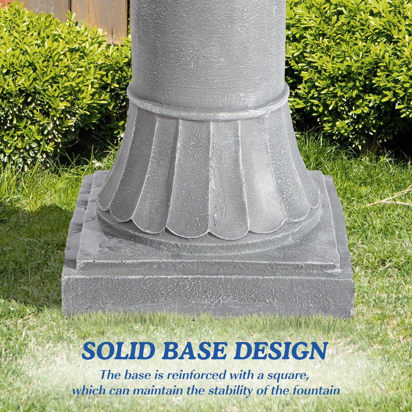 TOBYUL Italian Outdoor Water Fountains Garden Decor - 48.4''H Fountains and Waterfalls Outside, Large Cascading Indoor Floor-Standing Resin Bubbler Fountain Features W/Pump for Patio, Yard (Gray)