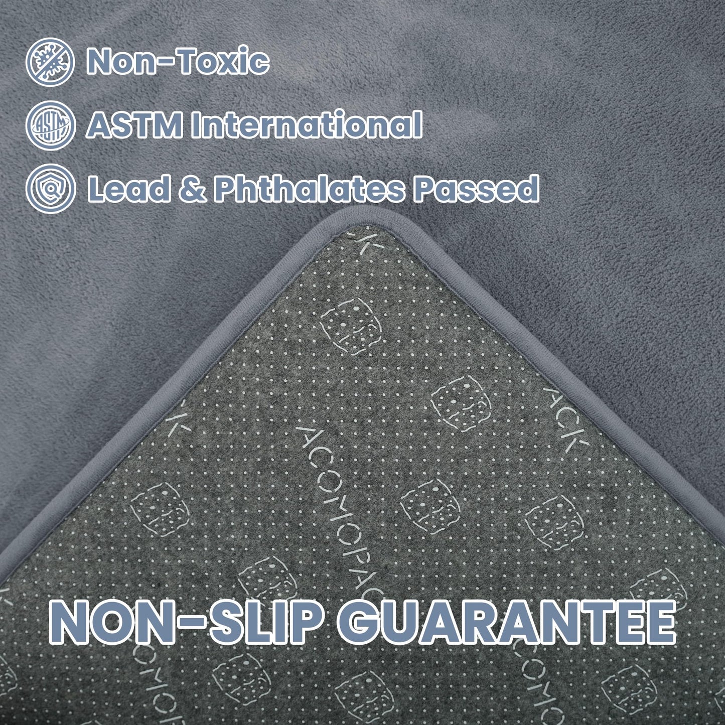 ACOMOPACK 1.3" Thick Baby Play Mat for Floor 50x50"-Memory Foam Water-Repellent Playpen Mat for Tummy Time,Non-Slip Soft Velvet Nursery Rug for Kids,Toddlers,Infants Crawling(Grey)