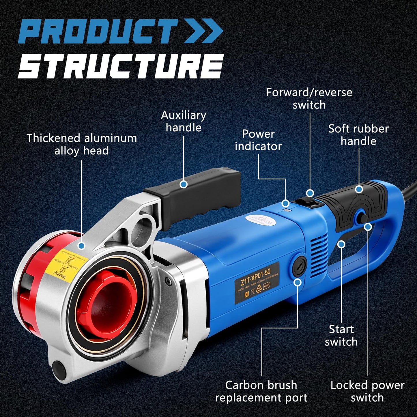 Consfly Electric Pipe Threader Portable Pipe Threading Machine with 6 Dies 1/2" to 2", 110V Pipe Threading Tool for Galvanized Pipe Iron Pipe Threading 2300W