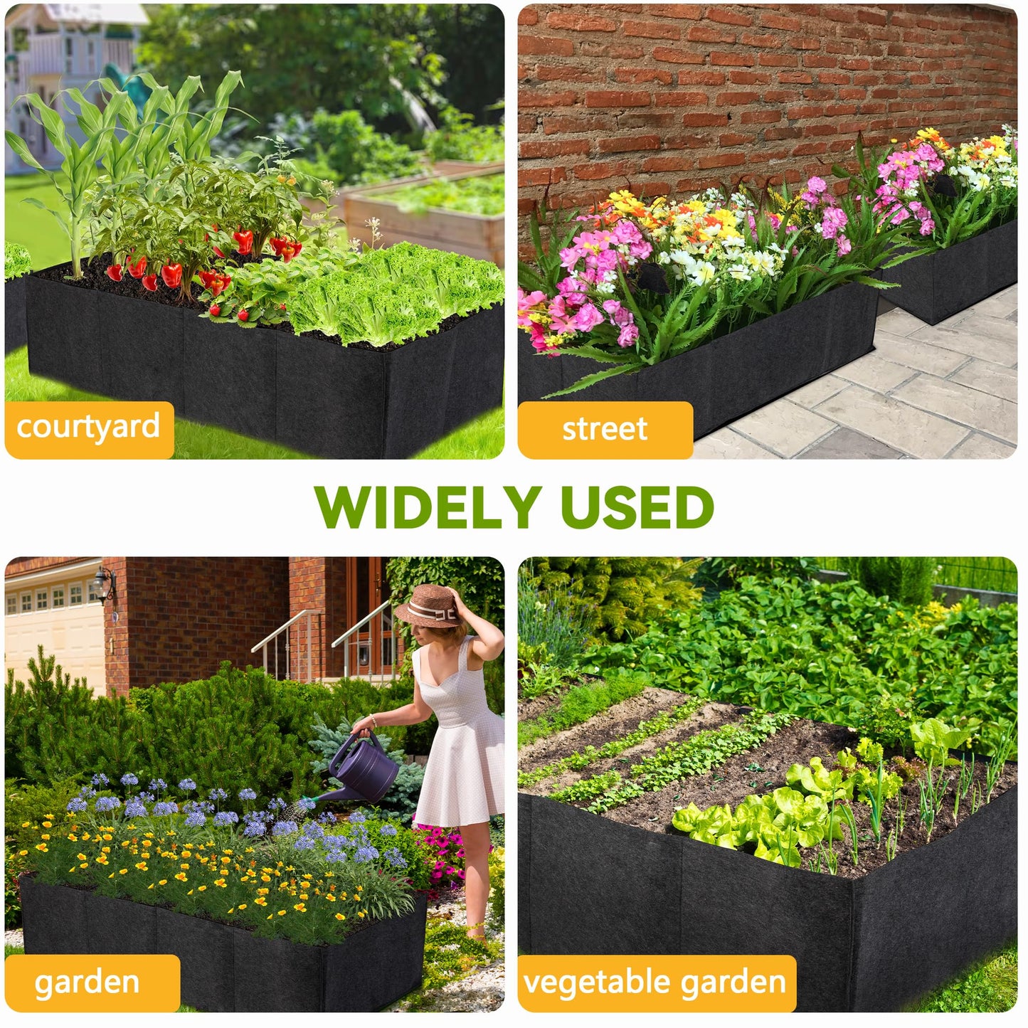 FVOTNW 8 Grids Fabric Raised Garden Beds, 4x2x1ft Thickened 400G Square Fabric Grow Bags with Handles,Indoor Outdoor Fabric Plant Pots Planter for Vegetables, Herbs, Flowers
