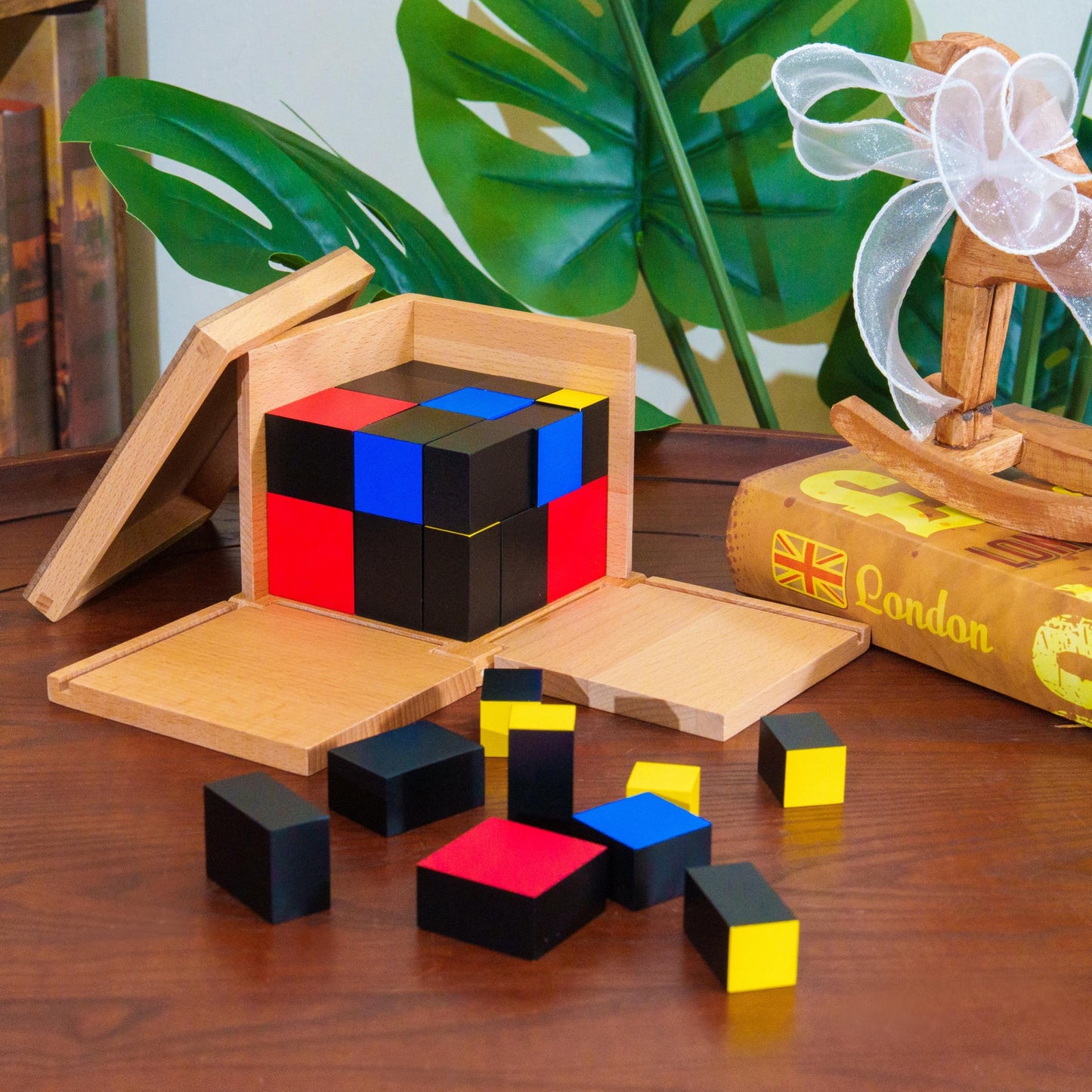 Advanced Montessori Sensory Toys, Montessori Sensorial Kit 2 with Knobless Cylinders & Trinomial Cube, 12 Premium Beechwood Educational Toys for Kids 3-8, Homeschool Preschool Learning Materials