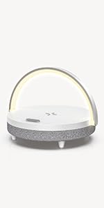 EZVALO Gift for Her, Music Table Lamp with Wireless Charger, 4 in 1 Touch Bedside Lamp, Portable Bluetooth Speaker, Phone Holder, Dimmable LED Night Lights Birthday Gifts for Women, Men, Dad, Mom