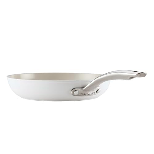 Circulon Halo with LaserDefense Ceramic Nonstick Pots and Pans with Lids, Compatible with All Stovetops, Made without PFAS, Dishwasher and Oven Safe, 11 Piece Cookware Set - Pearl White
