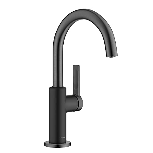 Kraus Oletto Single Handle Kitchen Bar Faucet in Matte Black/Spot Free Black Stainless Steel, Kitchen Sink Faucets, KPF-2822MBSFSB