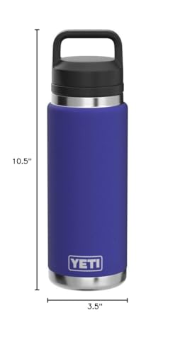 YETI Rambler 26 oz Bottle, Leakproof, Vacuum Insulated, Stainless Steel with Chug Cap, Offshore Blue
