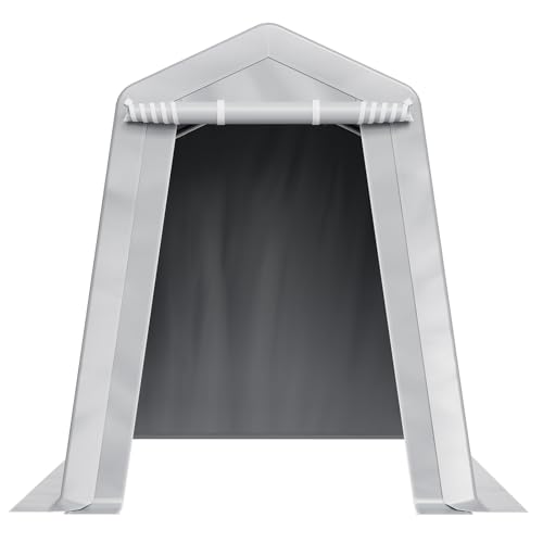 VEVOR 6x8x7 FT Heavy-Duty Portable Outdoor Storage Shed Tent, Waterproof Carport Garage Shelter with Roll-Up Zipper Door & Vents, UV-Resistant Canopy for Motorcycle, Bike, Lawn Mower, Tools, Gray