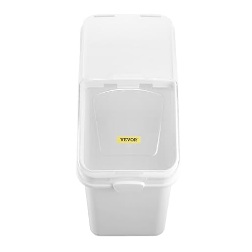 Mophorn 27 Gallon Food Storage Containers 500 Cup Ingredient Bin with Scoop and Sliding Lid Commercial Food Container Ideal for Rice storage, Dog Food Container, Flour and Sugar Containers, White