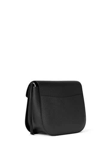 Michael Kors Women's Emilia Small Saddle Crossbody Bag, Black/Pebbled Leather, One Size