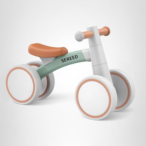 SEREED Baby Balance Bike for 1-2 Year Olds - 4 Wheels, First Bike for Toddlers, Birthday Gift (Green)