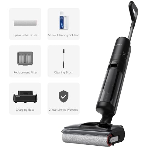 DREAME H12 Pro FlexReach Wet Dry Vacuum Cleaner, 0 Tangle Cordless Vacuum Mop All-in-One for Hard Floors, 180° Lie-Flat Floor Cleaner Machine with 194°F Hot Self-Cleaning, 50Mins Runtime