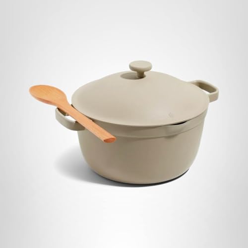 Our Place Perfect Pot | 5.5 Qt Ceramic Pot with Lid & Spatula | Patented 8-in-1, PFAS-Free Nonstick, Non-Toxic Cookware | Induction & Oven-Safe up to 450°F | Steam