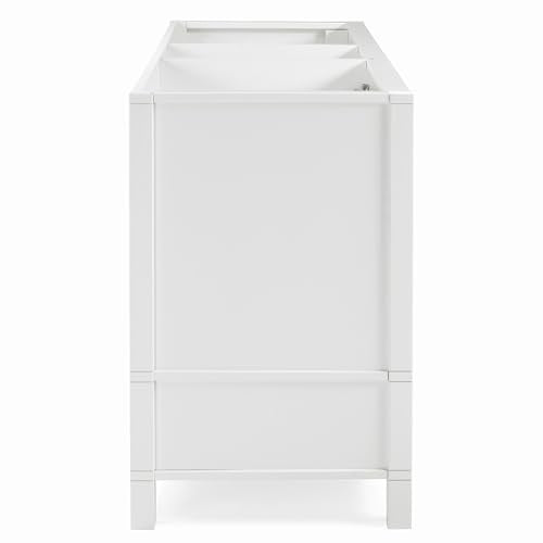 Alaterre Furniture Williamsburg 60 Inch Double Sink Bathroom Vanity - Freestanding Cabinet Without Top - Large Soft-Close Wood Vanity (White)