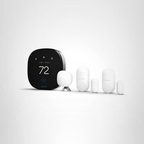 ecobee Smart Thermostat Premium with Siri and Alexa and Built in Air Quality Monitor and Smart Sensor with SmartSensor for Doors and Windows 2-Pack, White