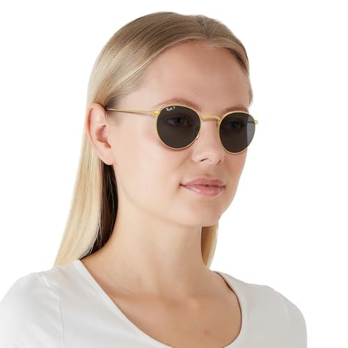 Ray-Ban Unisex RB3447 Round Metal Round Sunglasses, Gold/Black Polarized, 53 mm
