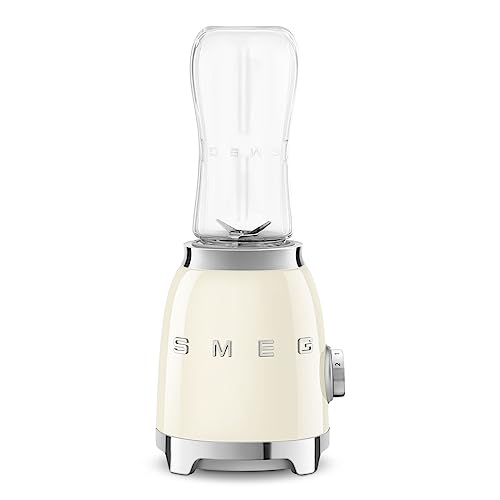 SMEG 50's Retro Style Personal Blender with Backlit Knob and Two 600 ML BPA Free bottles PBF01CRUS Cream