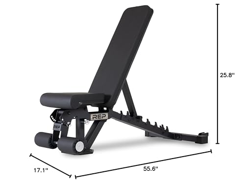 REP Foldable Incline Decline Bench | FID Platform for Home Gym | Compact Portable Fitness Stationary Equipment | Heavy Duty Strength Training Chair | Adjustable Sit-up Dumbbell Workout Support, Matte Black