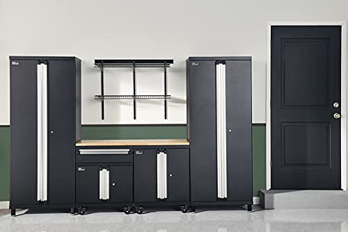 ClosetMaid ProGarage Tall Cabinet with Two Doors, Lock and Adjustable Shelves, for Garage Storage, Heavy Duty Steel, Black