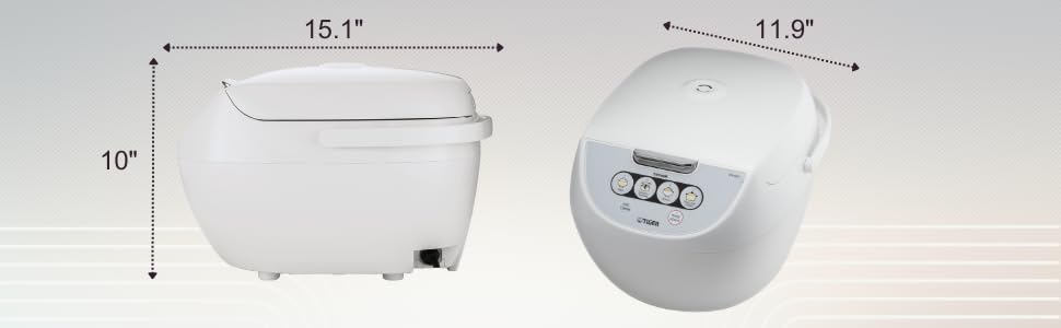 Tiger JBV-A18U-W 10-Cup (Uncooked) Micom Rice Cooker with Food Steamer & Slow Cooker, White