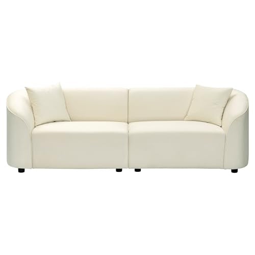 Christopher Knight Home 87.50" Velvet Curved Oversized 2 Seater Sofa, Upholstered Couch Chair, Soft Seating Lounge Sofa, Cozy Loveseat with Armrest, Reading Loveseat for Living Room, Home Rest, Cream