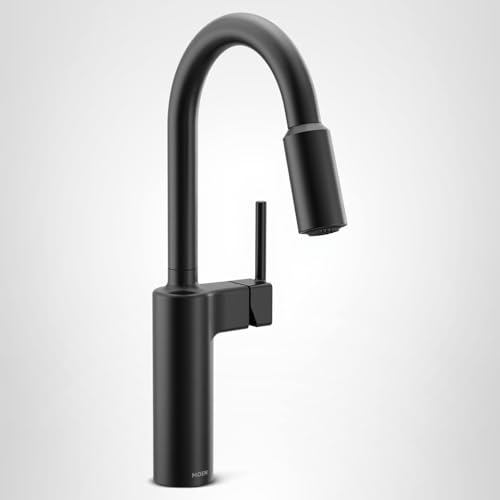 Moen Inara Matte Black Pulldown Kitchen Faucet with Power Boost, Modern Kitchen Faucet, One-Handle High Arc, Easy Installation, 87463BL
