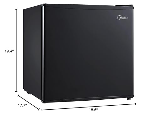 Midea WHS-65LB1 Mini Fridge, 1.6 Cu.ft Energy Star Certified Mini Refrigerator, Adjustable Thermostat, Reversible Door, Low Noise for Dorm, Office, Bedroom, Black