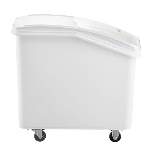 Mophorn 27 Gallon Food Storage Containers 500 Cup Ingredient Bin with Scoop and Sliding Lid Commercial Food Container Ideal for Rice storage, Dog Food Container, Flour and Sugar Containers, White