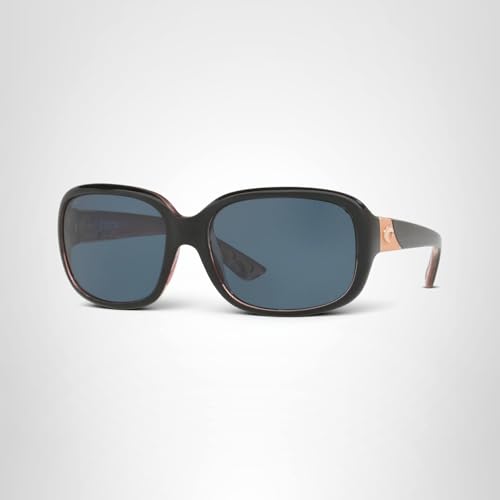 Costa Woman Sunglasses Shiny Black/Hibiscus Frame, Gray Lenses, 58MM