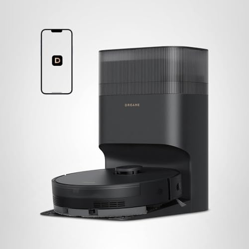 DREAME D20 Plus Robot Vacuum and Mop, 13,000Pa Suction, Self-Emptying with 5L Dust Bag, DuoBrush for Pet Hair, LDS Mapping, App & Voice Control, Ideal for Hard Floors & Carpets (Black)