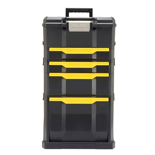 STANLEY Rolling Workshop Toolbox, Detachable Toolbox with Drawers, Flip Bin, Back Pocket, 7 Heavy Duty Wheels, 1-79-206