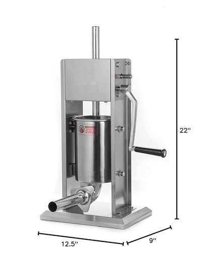 Stainless Steel Vertical Sausage Stuffer,Sausage Stuffer Machine,Sliver,Dual Speed, Easy Clean Up Sausage Maker (7Lb/3L),Deer Processing Equipment,Maquina Para Hacer Churros