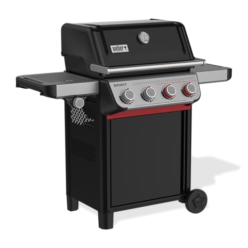 Weber Spirit E-435 Liquid Propane Gas Grill for Outdoor Cooking, 4 Burners and 1 Side Burner, Black – Porcelain-Enameled Cast-Iron Grates, 2 Boost Burners, Sear Zone