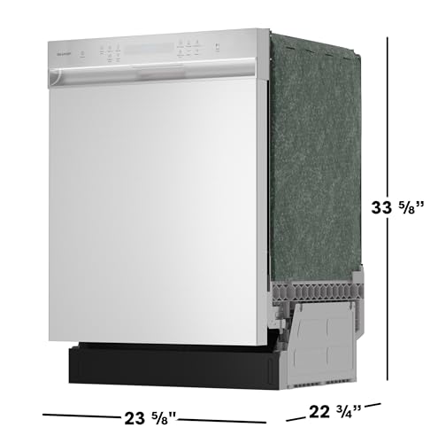 Sharp SDW6506JS 24-inch Stainless Steel Dishwasher, 49 dB, Third Rack, 12 Place Settings, Front Touch Controls