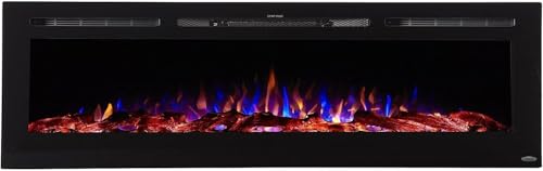 Touchstone Smart Electric Fireplace-The Sideline 72" Wide-in Wall Recessed - 30 Realistic Ember Color/Flame Options - 1,500W Heater w/Thermostat - Log & Crystal Hearth Options - Alexa/WiFi Enabled