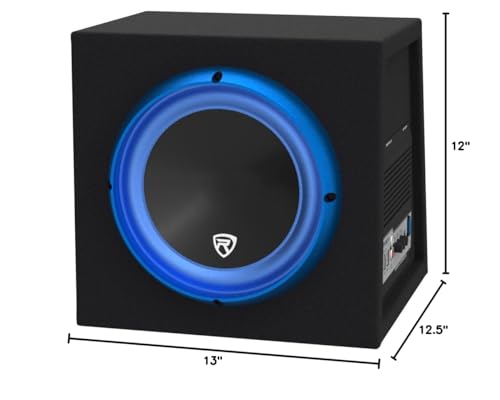 Rockville RVB8.1A 8 Inch 300W Powered Car Subwoofer/Sub Enclosure Box, 4-Ohm, Compact Design, Deep Bass, Wired Bass Remote, for Car Audio Enthusiasts