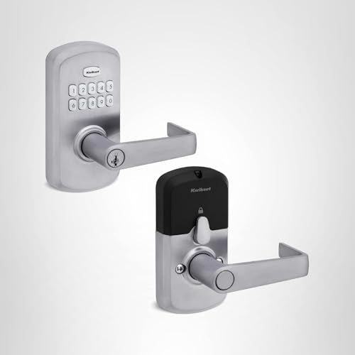 Kwikset SmartCode 955 Light Commercial 10-Button Keypad Satin Chrome Electronic Kingston Lever, Featuring Convenient Keyless Entry, 3-Year Battery Life and High Traffic Durability