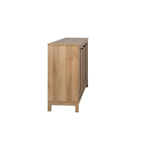 Prepac Yaletown 4 Panel Door Console Table with Storage, Oak Storage Cabinet with Doors and Shelves, Sideboard Storage Cabinet 60" W x 32" H x 16" D, OCBG-2220-1