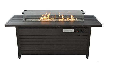 LEGACY HEATING 57 Inch Propane Fire Pit Table, 50000BTU Outdoor Gas Fire Pit, 2 in 1 Rectangular Firepit w/Lid, Glass Beads, ETL Certified for Gatherings on Garden Backyard, Black