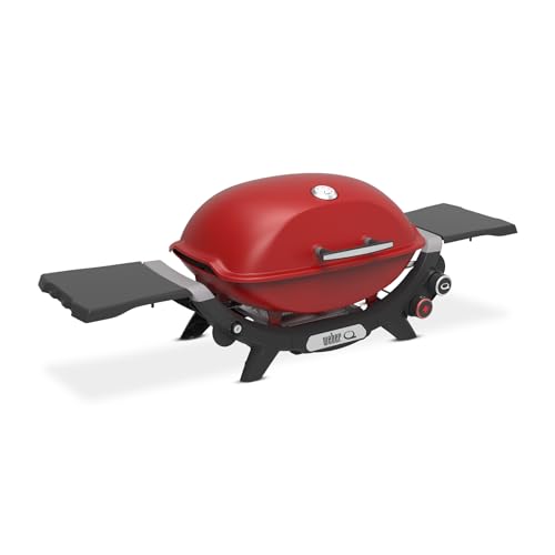 Weber Q 2800N+ Liquid Propane Portable Grill, Flame Red – Wide 250°–700°F Temp Range with Plus Burner for Searing, Low‑Temp Roasting & High-Dome Lid for Travel & Camping