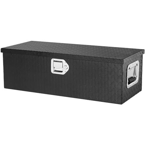 VEVOR Aluminum Truck Bed Tool Box, 30 Inch Heavy Duty Diamond Plate Tool Box with Side Handles, Lock and Keys, Trailer Storage Organizer Chest Box for Pickup, RV, Truck Bed, 30 x 13 x 9.6 in, Black